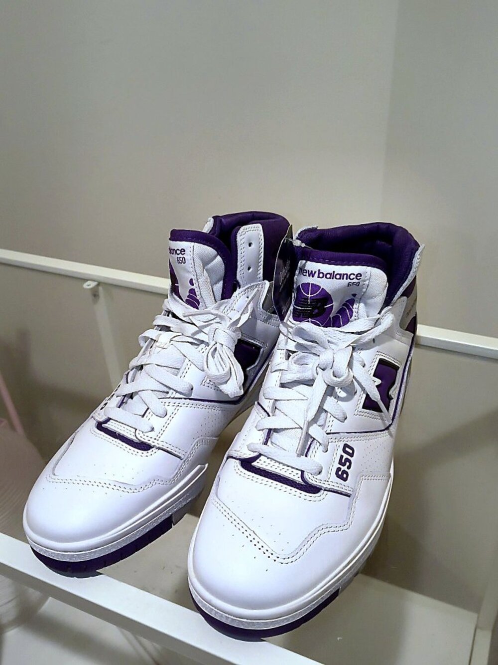 New Balance 650 High-Top Men's Sneakers White/Purple NEW - US 9.5